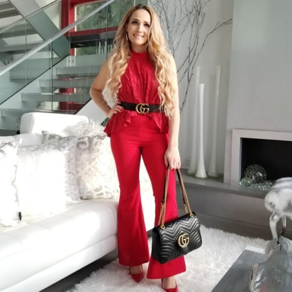 Pants and top Set Chic Red 2 piece set top